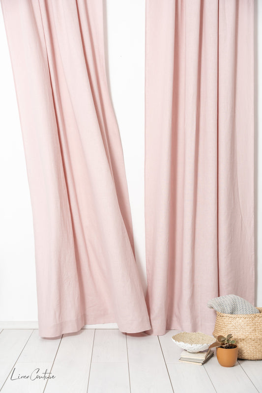 Pale Pink linen curtain with tabs