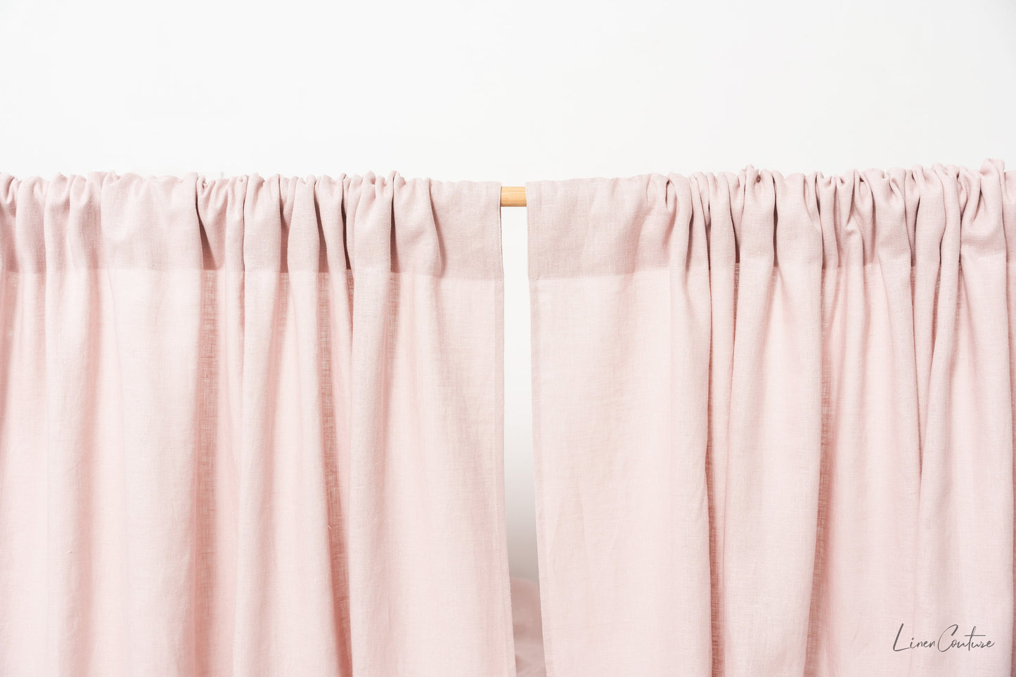 Pale Pink linen curtain panel with rod pocket