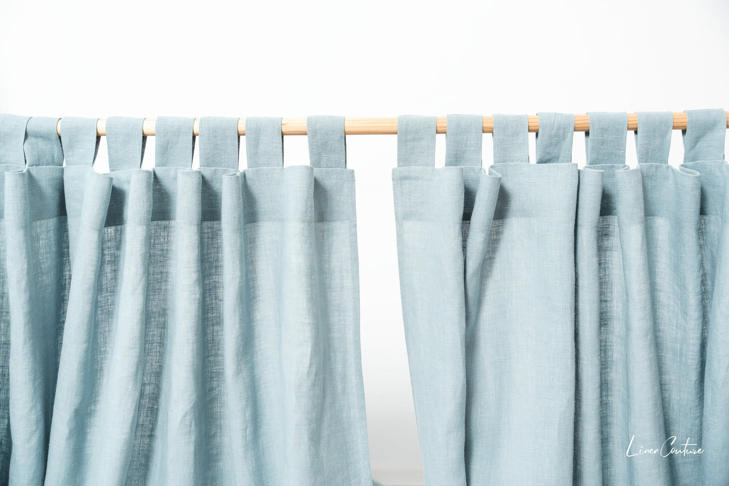 Greyish Mint linen curtain with tabs