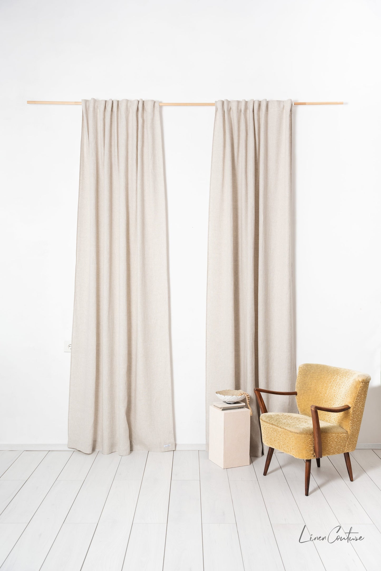 Natural Light linen curtain with multifunctional heading tape