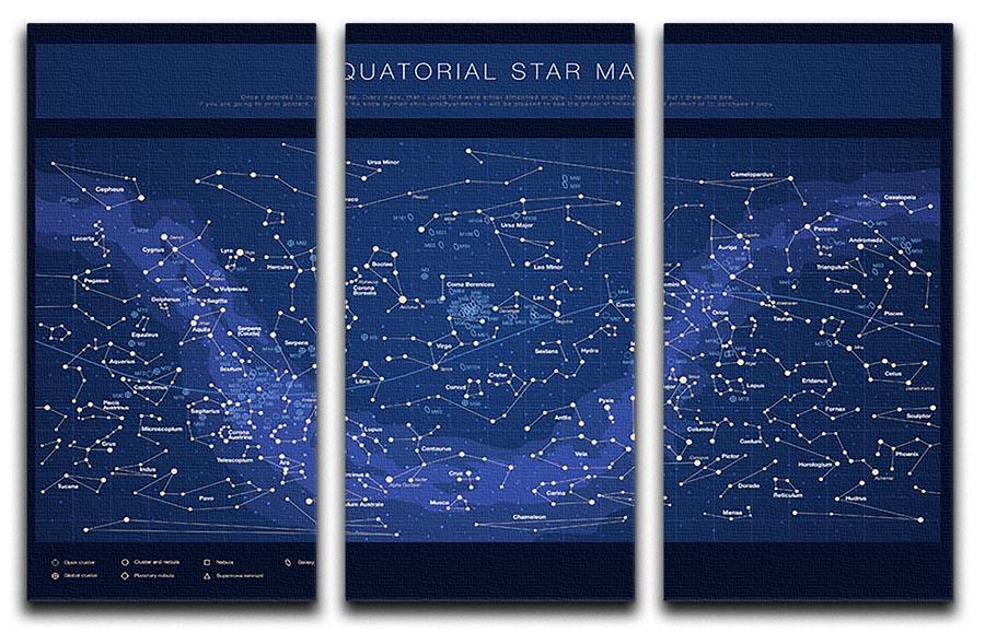 High detailed star map with names of stars contellations 3 Split Panel