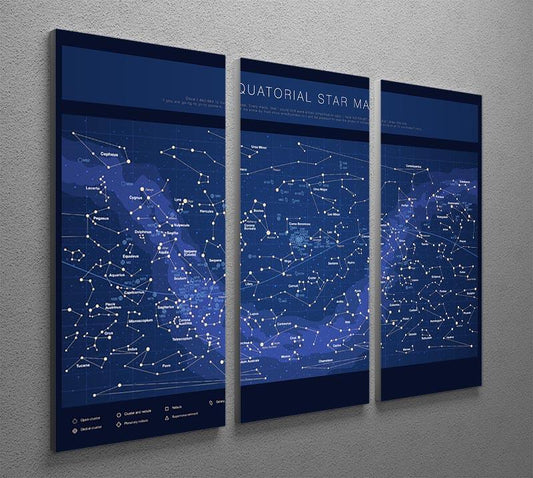 High detailed star map with names of stars contellations 3 Split Panel