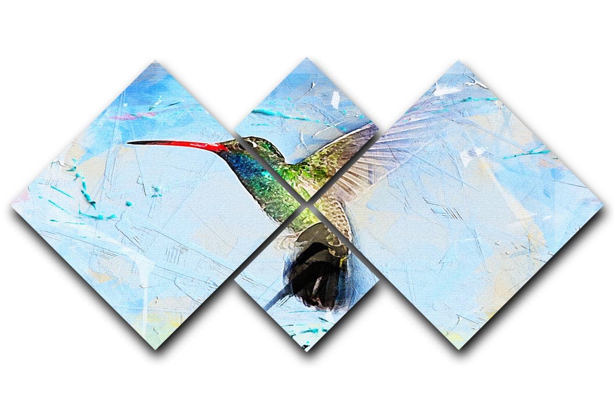 Humming Bird Painting 4 Square Multi Panel Canvas