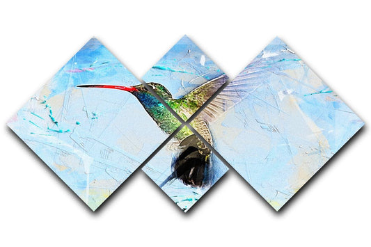 Humming Bird Painting 4 Square Multi Panel Canvas