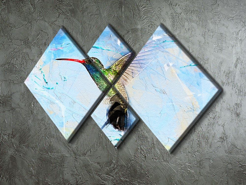 Humming Bird Painting 4 Square Multi Panel Canvas