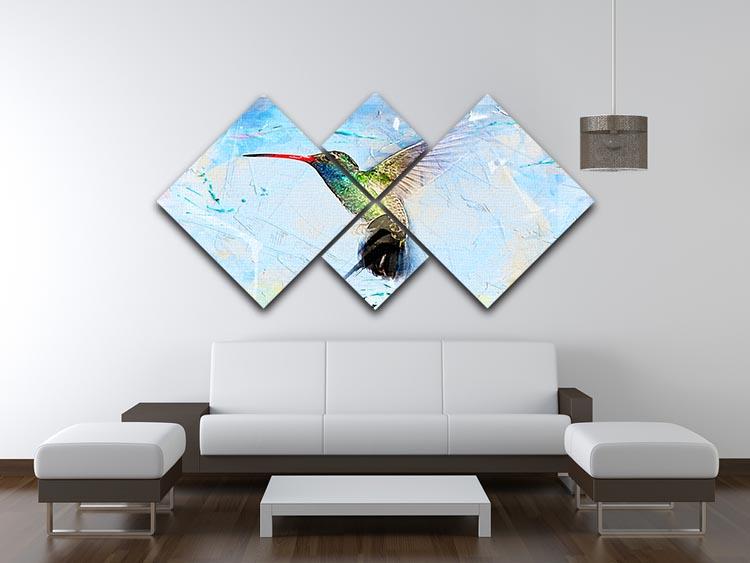 Humming Bird Painting 4 Square Multi Panel Canvas