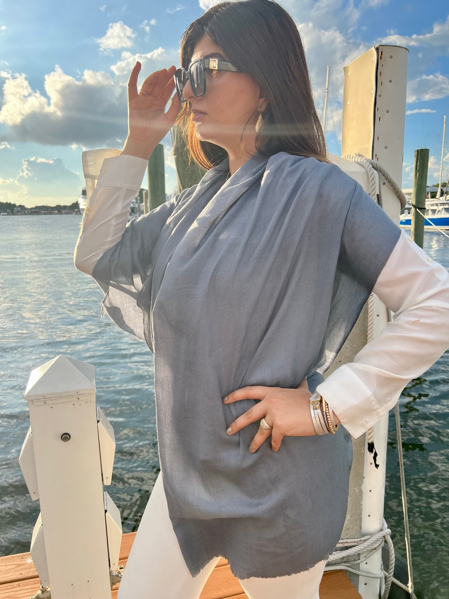 Gray Lightweight Solid Wool Scarf