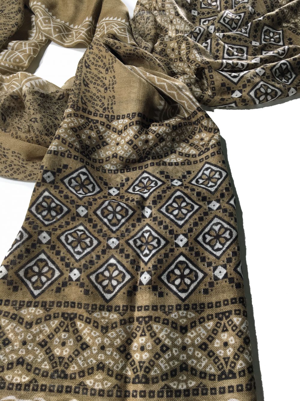 Taupe Hand Painted Wool & Silk Blend Scarf