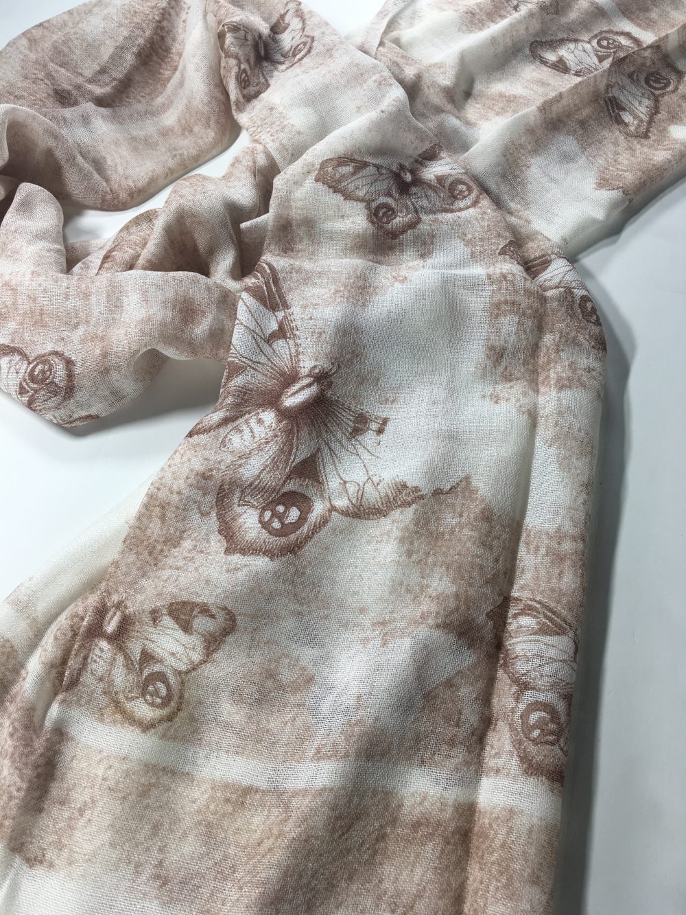 Hand Painted Wool Butterfly Print Scarf