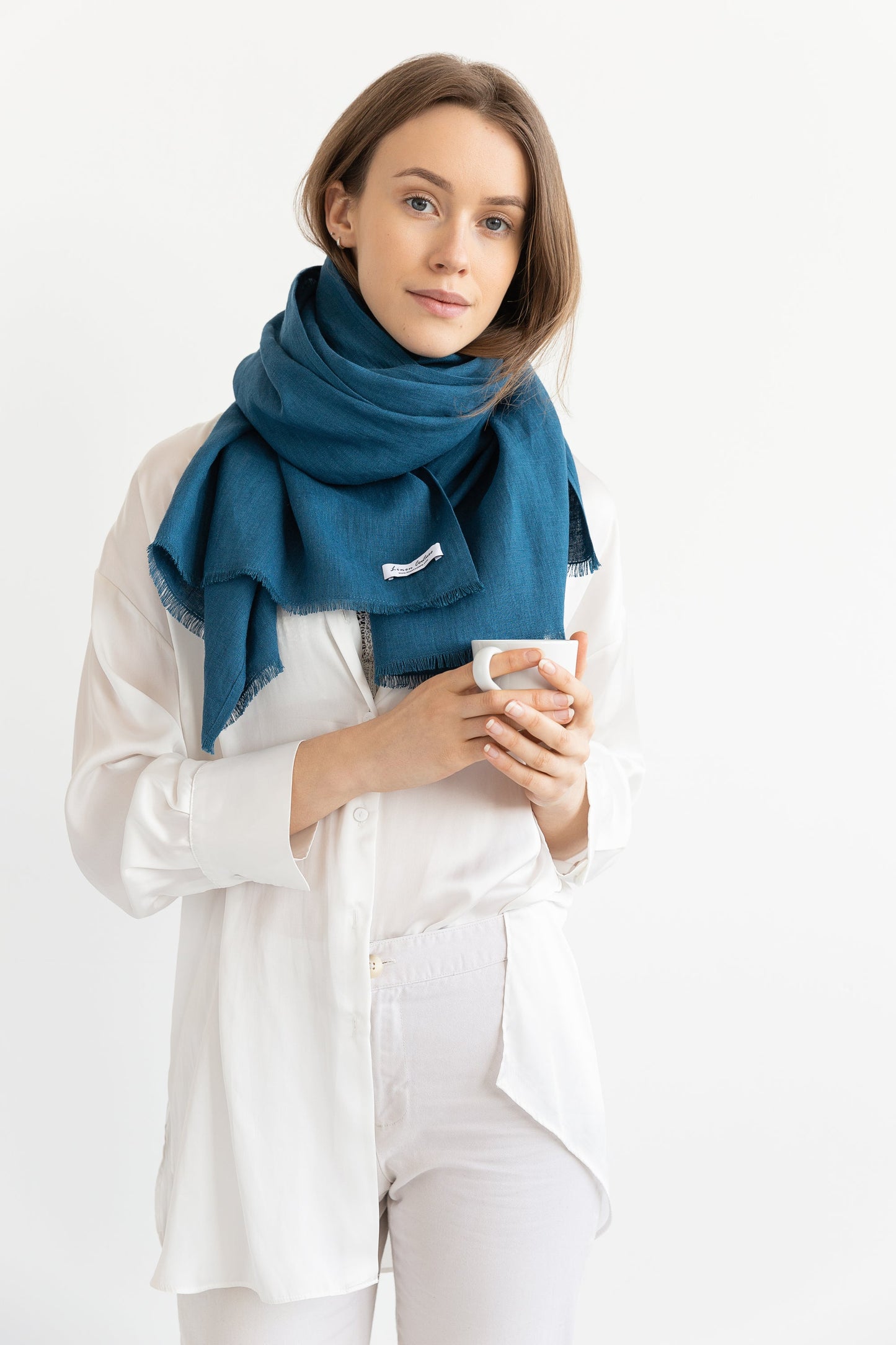 Cornflower Blue linen scarf