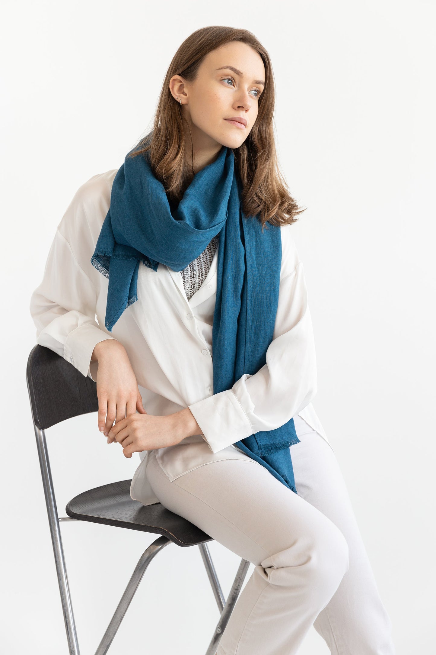 Cornflower Blue linen scarf