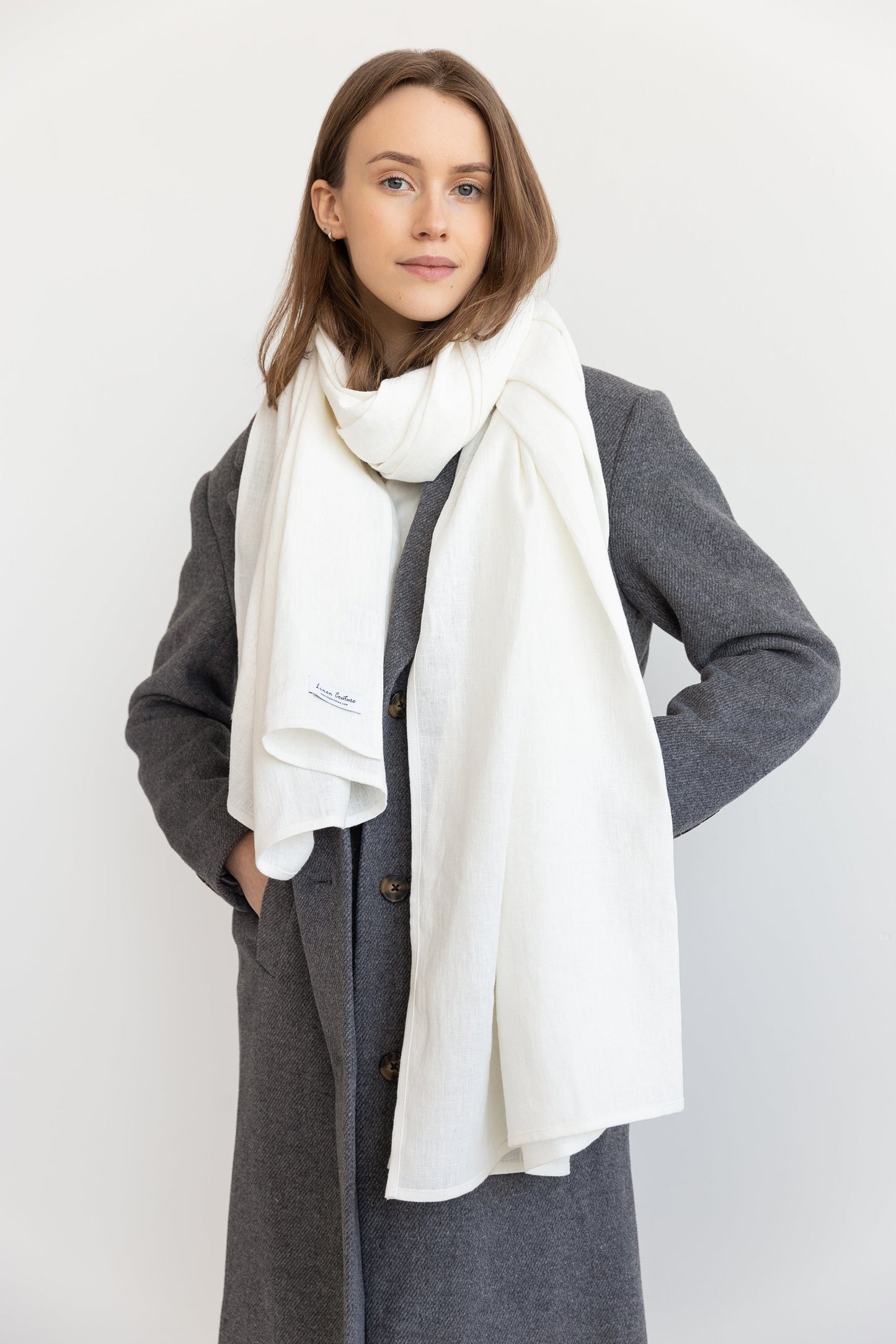 Ice Blue linen scarf
