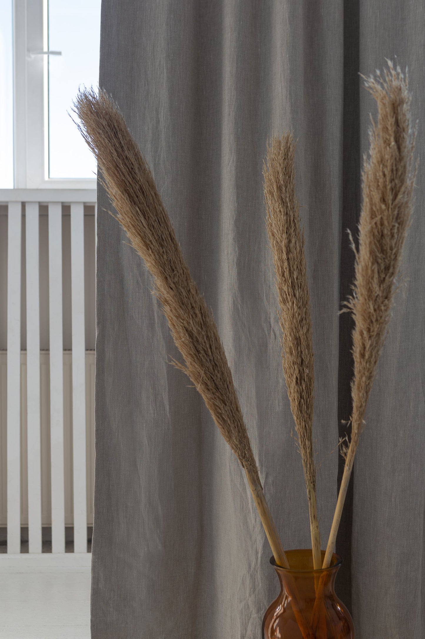 Natural linen curtain with blackout, tabs