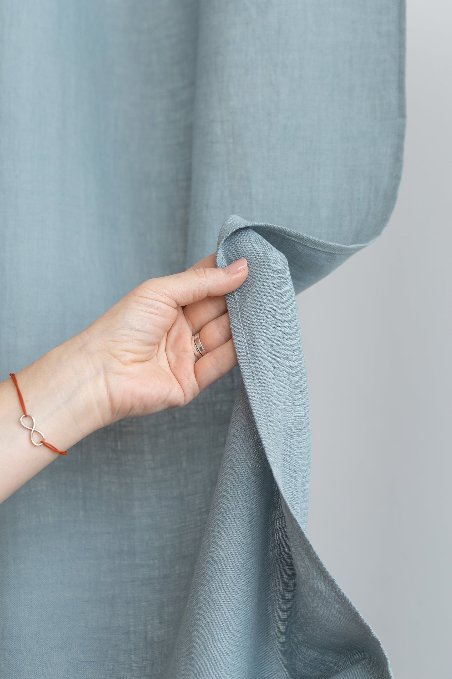 Mustard linen curtain with multifunctional heading tape