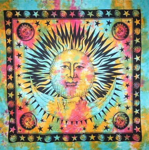 Divine Sun & Crescent Moon Tapestry