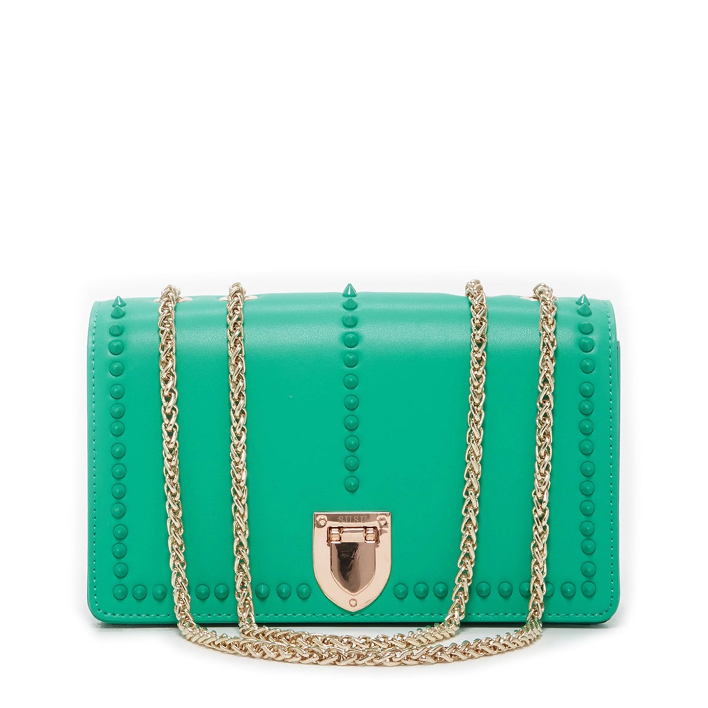 Josie Green Leather Bag with Chain Strap