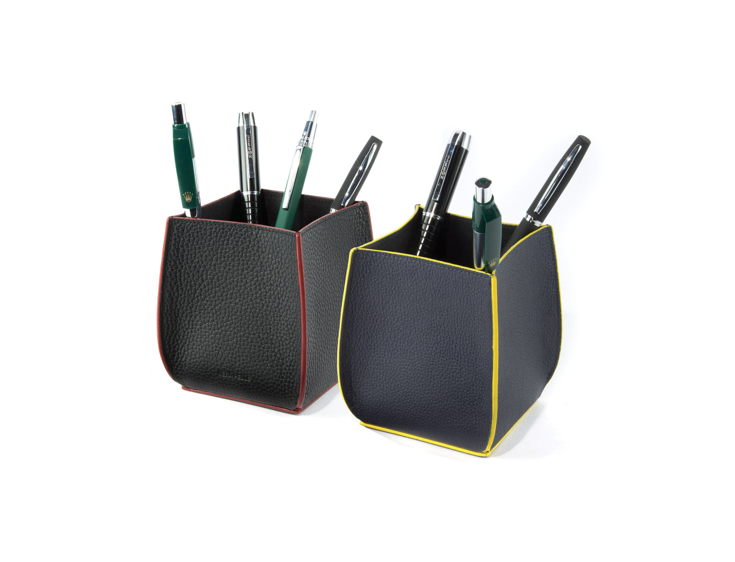 K0032DB | Porta Penne da scrivania in Vera Pelle, pieno fiore, grana