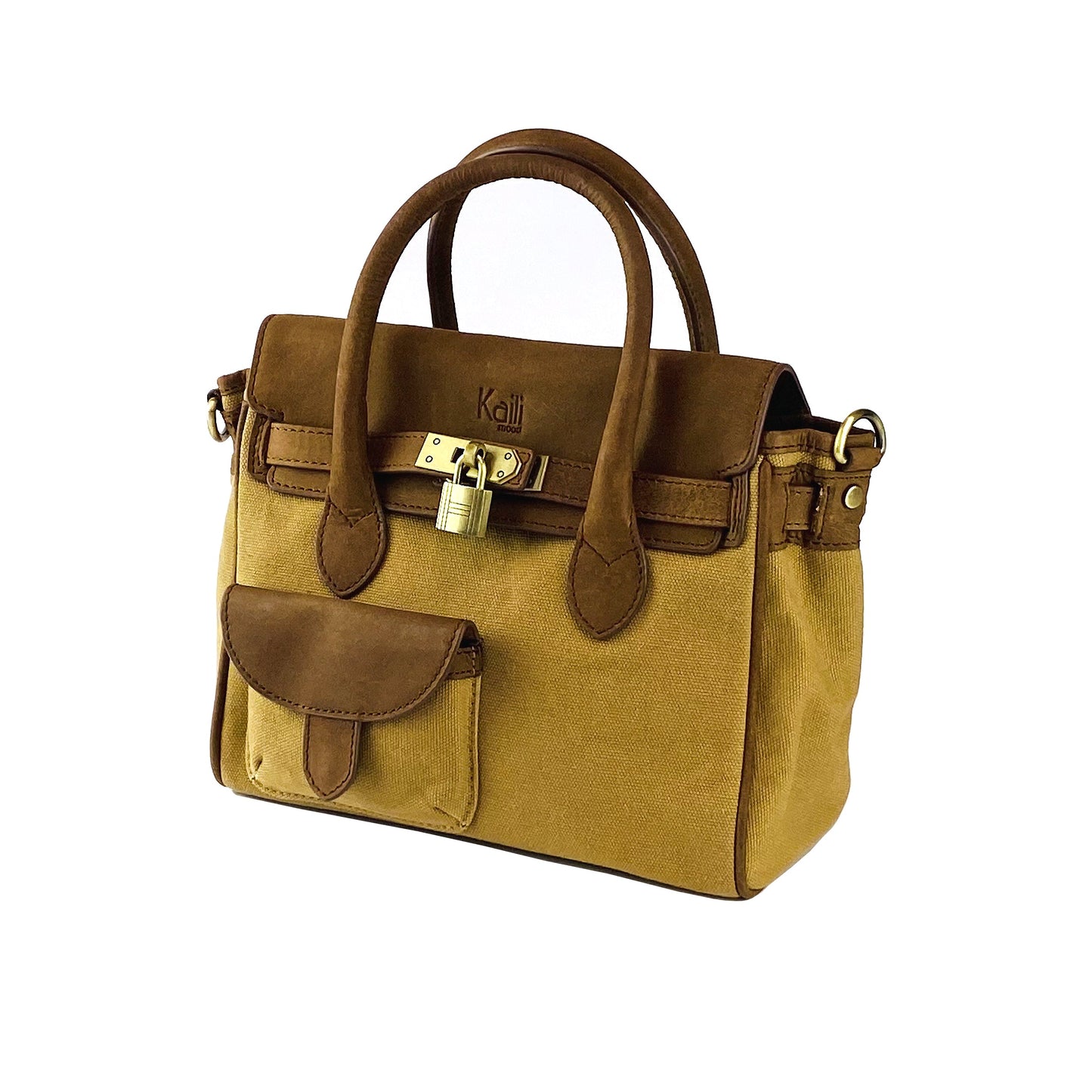 K0042BACB | Borsa a Mano Mini in Canvas/Vera Pelle Made in Italy.