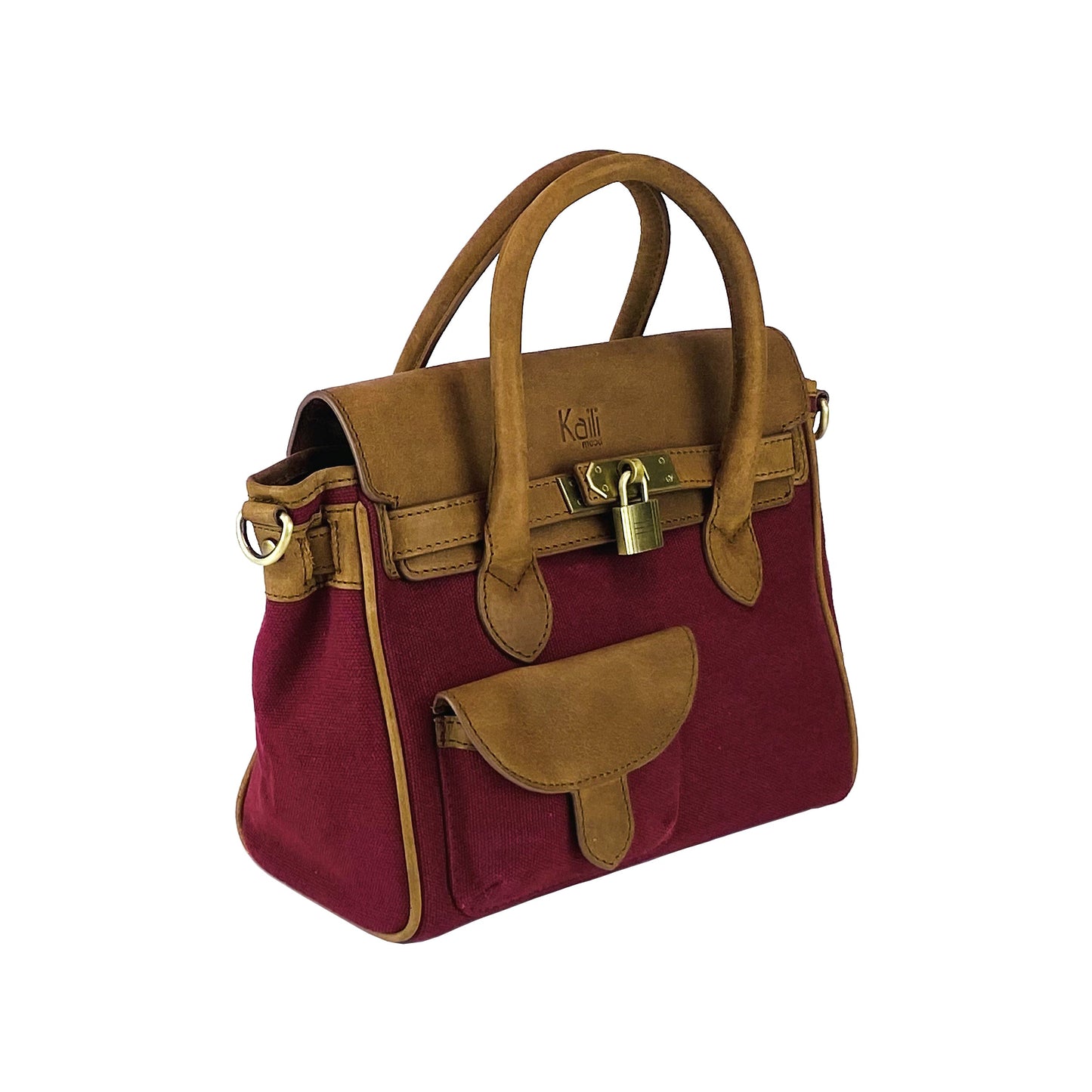 K0042XCB | Borsa a Mano Mini in Canvas/Vera Pelle Made in Italy.