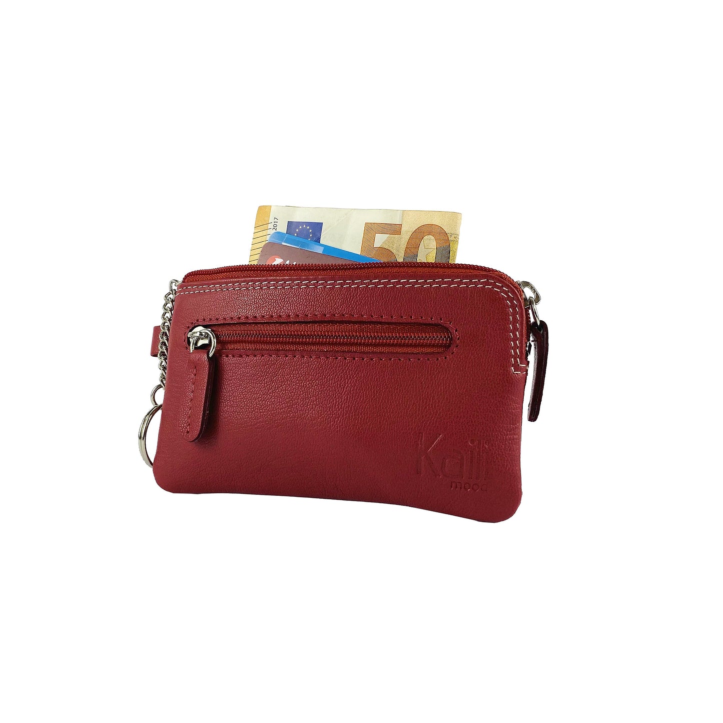 K10218VB | Portachiavi/Portamonete in Vera Pelle Col.Rosso. Chiusura
