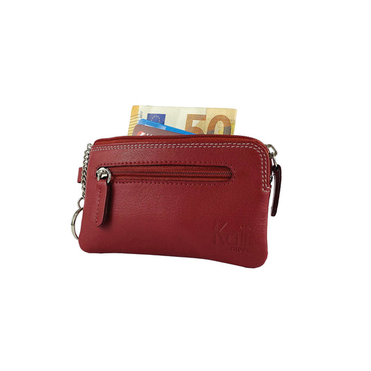 K10218VB | Portachiavi/Portamonete in Vera Pelle Col.Rosso. Chiusura