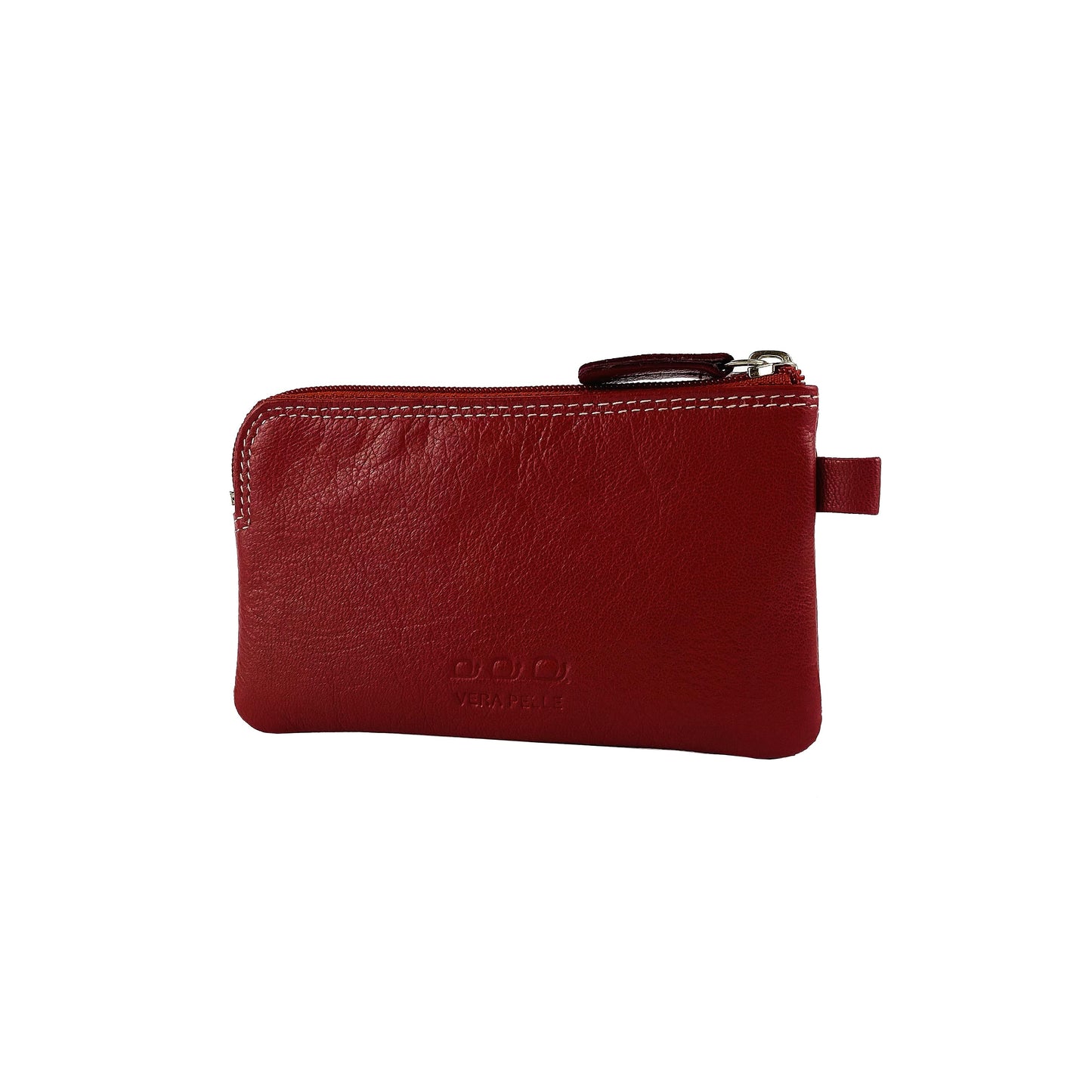 K10218VB | Portachiavi/Portamonete in Vera Pelle Col.Rosso. Chiusura