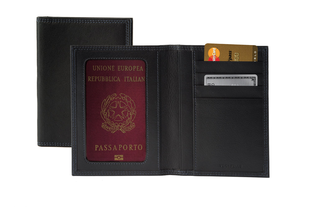 K10122AB | Porta Documenti + Passaporto in Vera Pelle pieno fiore,