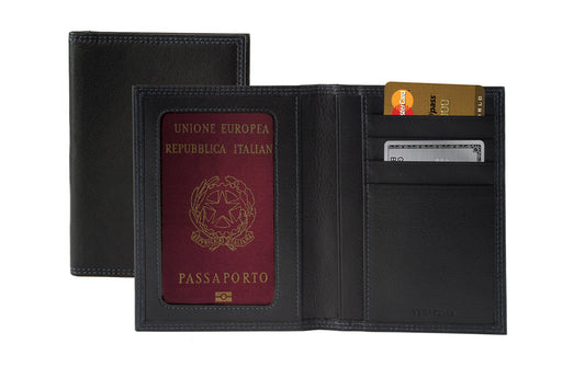 K10122AB | Porta Documenti + Passaporto in Vera Pelle pieno fiore,