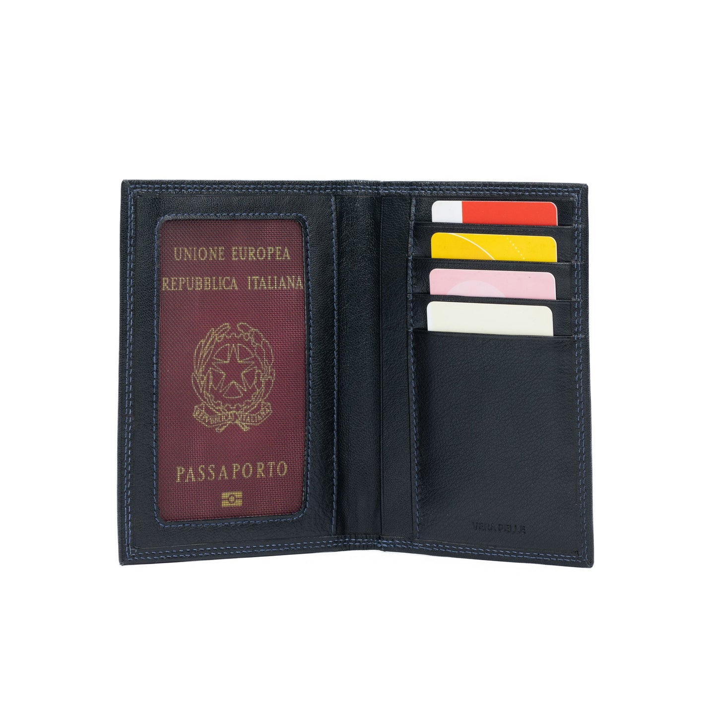 K10222AB | Porta Documenti + Passaporto in Vera Pelle pieno fiore, con