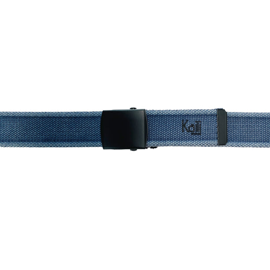 K4010DB | Cintura Nastro Canvas Stone Washed Col. Blu con Fibbia Nero