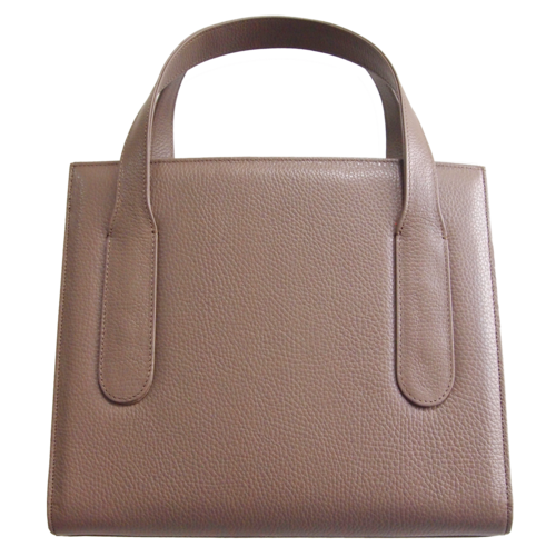 Large Pebbled Calf Leather Tote Taupe