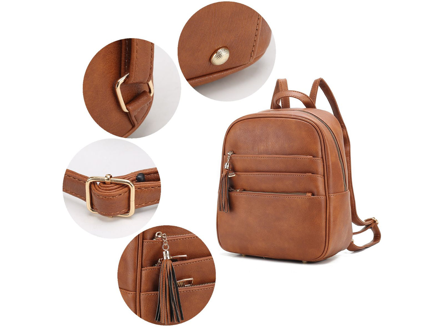 MKF Roxane Backpack with Mini Backpack and Wristlet by Mia K