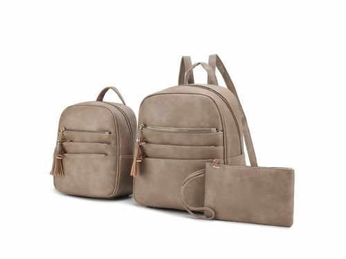 MKF Roxane Backpack with Mini Backpack and Wristlet by Mia K