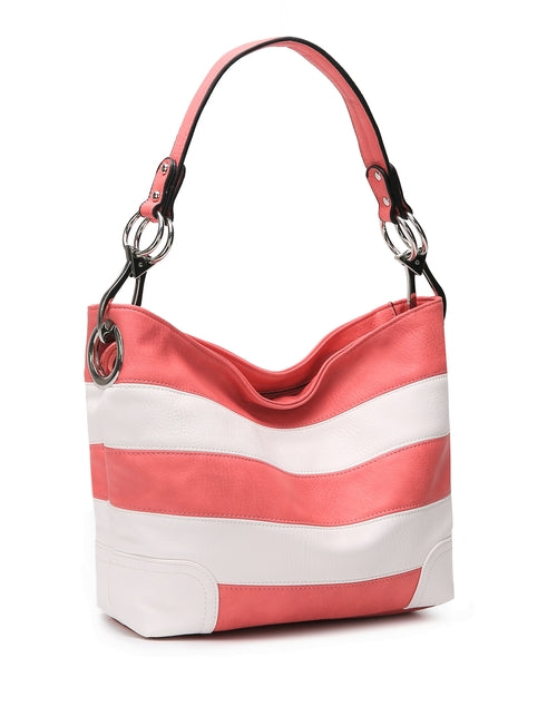MKF Collection Emily Soft Vegan Leather Stripe Hobo Bag by Mia K