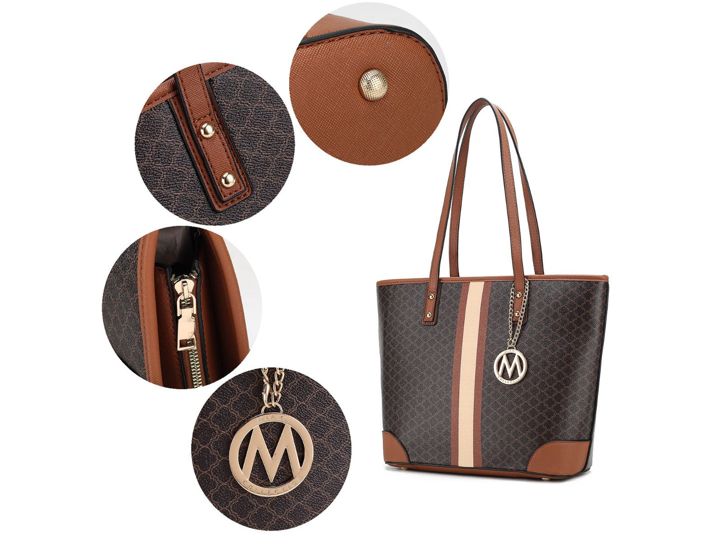 Arya Vegan Leather Women Tote Bag with Wristlet Pouch 2 pieces