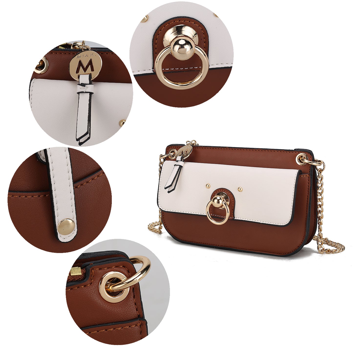 Jill Vegan Leather Women Color Block Crossbody Bag