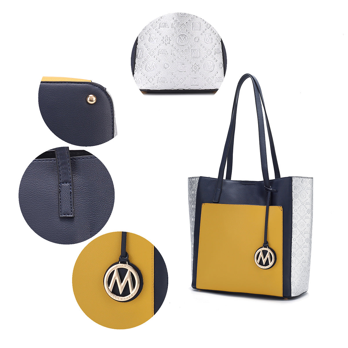 Leah Vegan Leather color-block Women Tote Bag