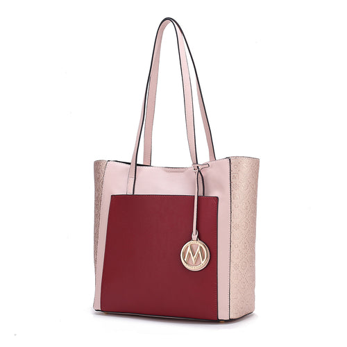 Leah Vegan Leather color-block Women Tote Bag