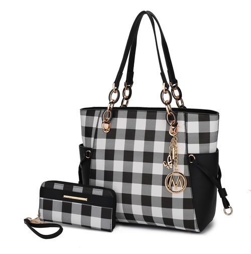 Yale Checkered Tote Bag with Wallet
