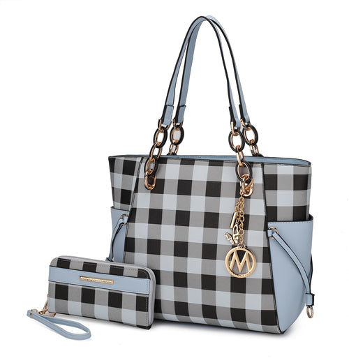 Yale Checkered Tote Bag with Wallet