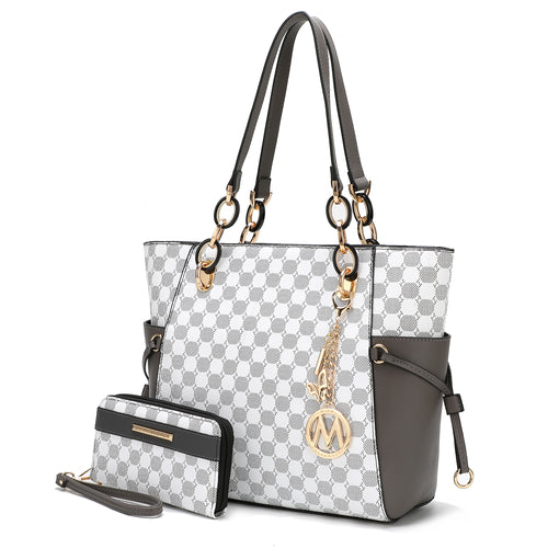 Xenia Circular Print Tote Bag with Wallet