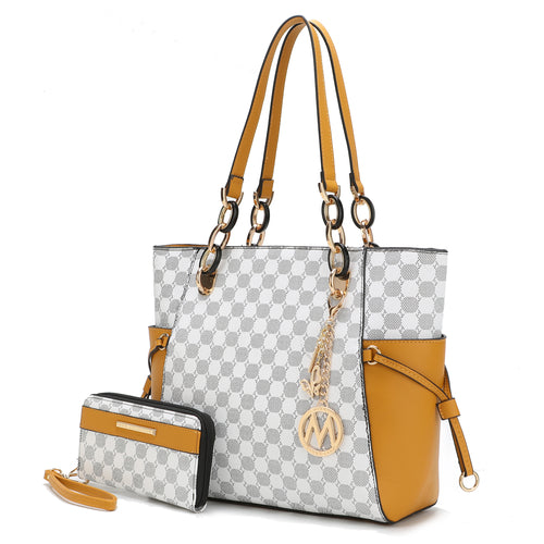 Xenia Circular Print Tote Bag with Wallet