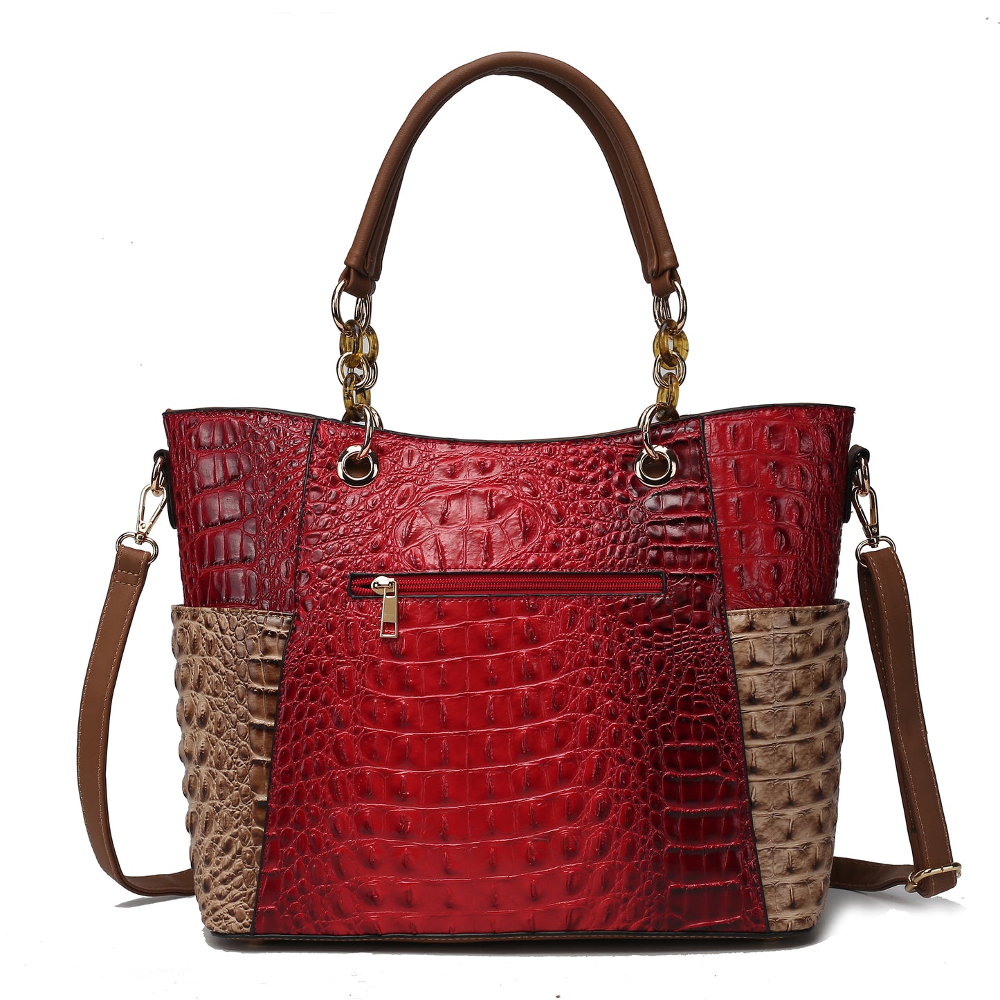 Merlina Faux Crocodile-Embossed Vegan Leather Women Tote Bag with