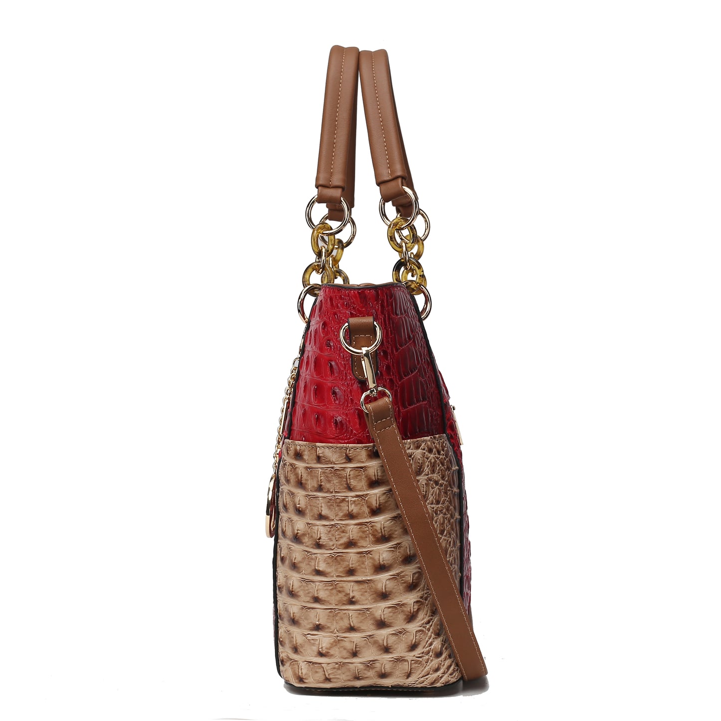 Merlina Faux Crocodile-Embossed Vegan Leather Women Tote Bag with