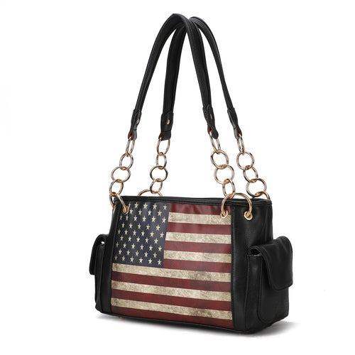 Alaina Vegan Leather Women Flag Shoulder Bag