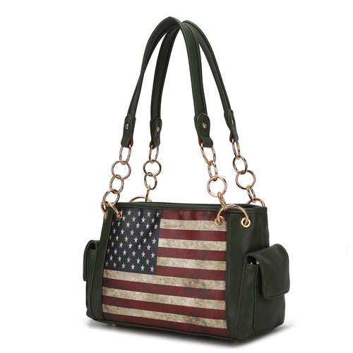Alaina Vegan Leather Women Flag Shoulder Bag