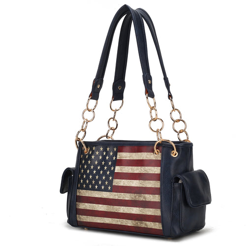 Alaina Vegan Leather Women Flag Shoulder Bag