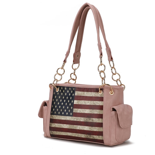 Alaina Vegan Leather Women Flag Shoulder Bag