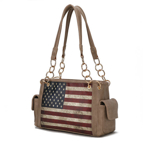 Alaina Vegan Leather Women Flag Shoulder Bag