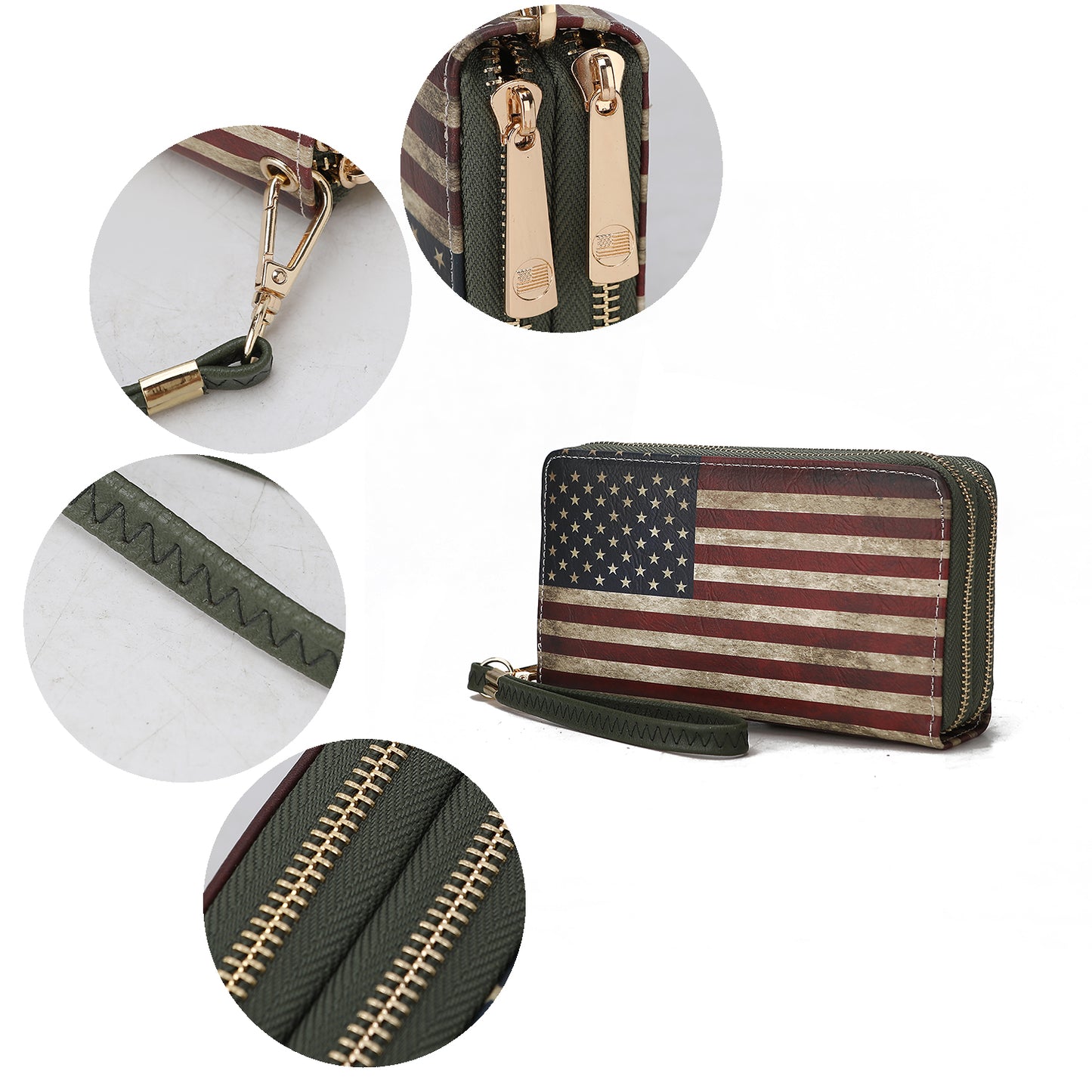 MKF Collection Uriel Vegan Leather Women FLAG Wristlet Wallet by Mia K